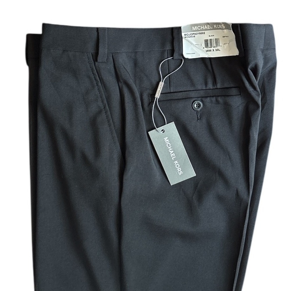 NWT Michael Kors Monroe Dress Pants Black Pleated Front Men's‎ Size 38W x 30L